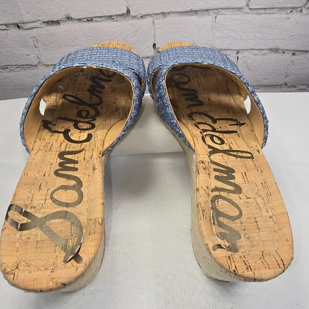 SAM EDELMAN BLUE ROXANN SANDAL WEDGES ESPADRILLES BEACH RESORTWARE SIZE 7.5